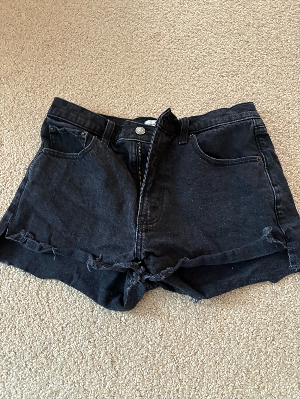 Abercrombie & Fitch Black Washed Denim Cutoff Shorts